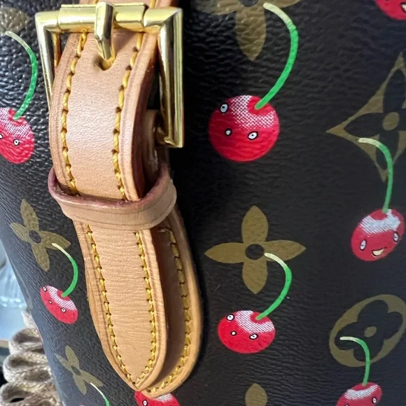 Cherry Fashion Patterned Brown Bucket Bag - Picture 6 of 6